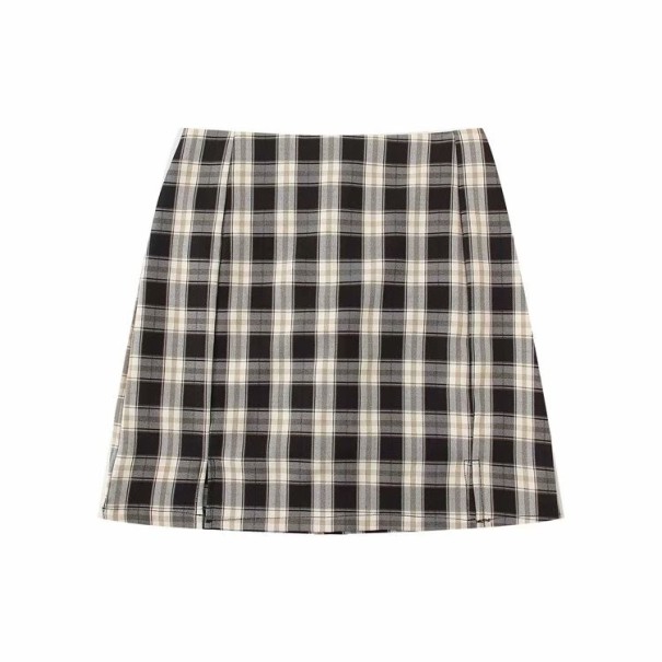Karierter Minirock für Damen schwarz XS