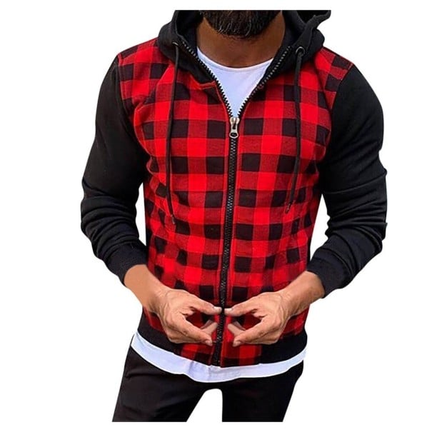 Kariertes Herren-Sweatshirt rot XL