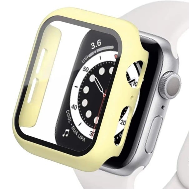 Karkaistu lasikansi Apple Watch 38 mm, 360° suojakehys, kova kansi koko näytölle Series 1, 2, 3 keltainen