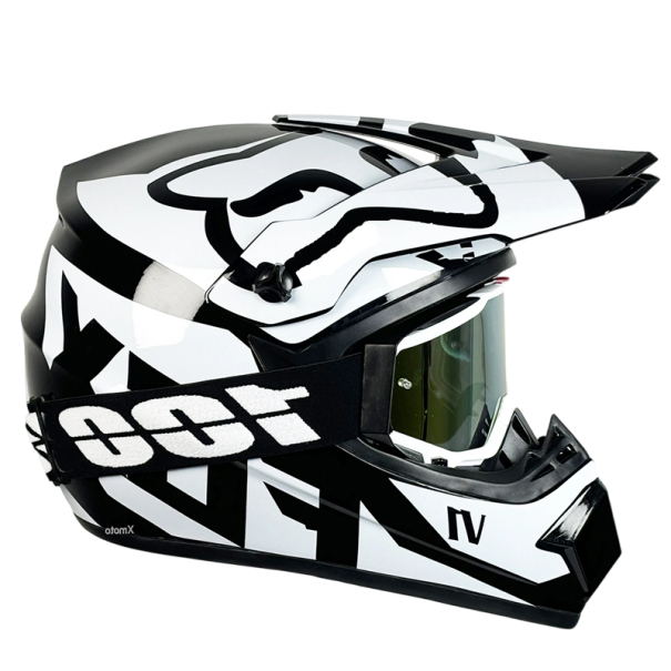 Kask motocyklowy typu flip-up z goglami Wytrzymały materiał ABS Otwory wentylacyjne Wygodne wypełnienie Kask motocyklowy biały S (55-56 cm)