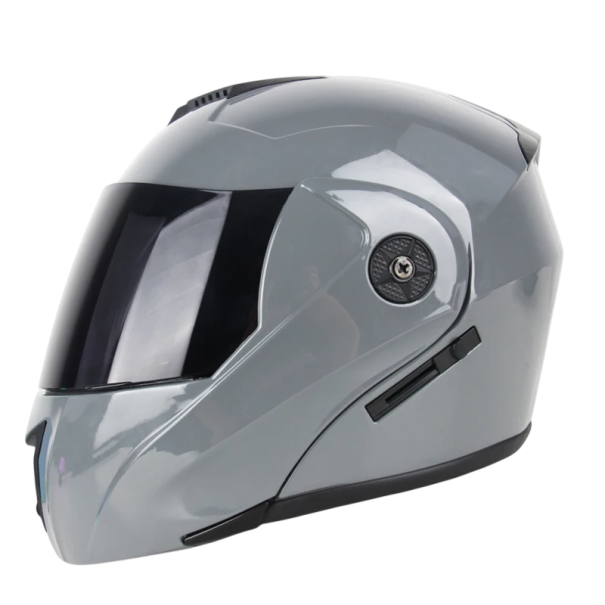 Kask motocyklowy typu flip-up z podwójnym wizjerem, ciemnym szkłem zewnętrznym i wewnętrznym daszkiem przeciwsłonecznym, ochronny kask motocyklowy dla mężczyzn i kobiet szary M (57-58 cm)