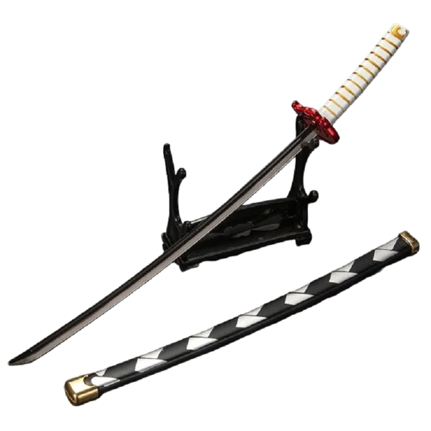 Katana tokkal Kyojuro Rengoku Anime katana replika 25 cm Lakásdísz 1