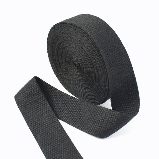 Katoen-polyester band 50 mm 4 m Stevige band 1,3 mm dik Duurzaam materiaal Hoge belastbaarheid Universeel gebruik Naaien, vervaardigen zwart