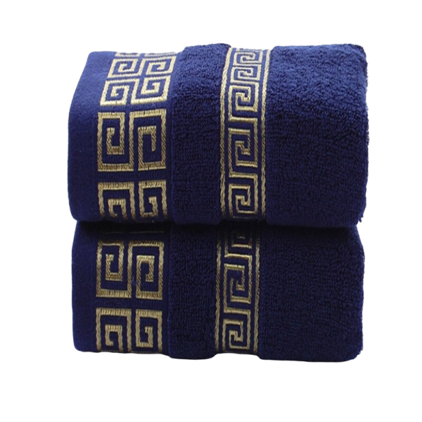 Katoenen handdoek 75 x 34 cm donkerblauw