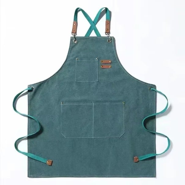 Katoenen keuken schort 74x68 cm Unisex schort voor koken, grillen, bar, restaurant, café, studio, werkkleding groen