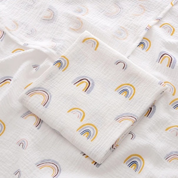 Katoenen mousseline deken voor baby&#39;s 100x100 cm Babyhanddoek Inbakerdoek Regenboogpatroon Voor Pasgeborenen Badkamer Slapen 1