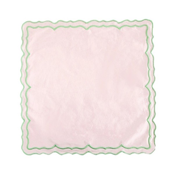 Katoenen placemat Vierkant met geborduurde gekleurde rand 35,5 x 35,5 cm 100% katoen Decoratieve textiele placemat voor de tafel lichtroze