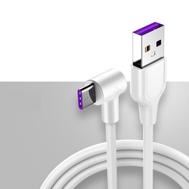 Kątowy kabel danych USB do USB-C K613 biały 3 m