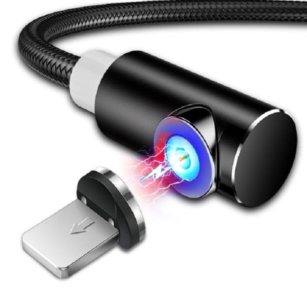 Kątowy magnetyczny kabel USB czarny 2 m 3