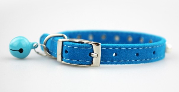 Kattenhalsband met belletje blauw