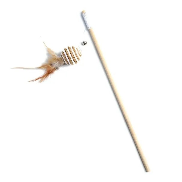 Kattenkietelaar 40 cm Houten stok met rubber en veren Interactief speeltje voor katten Hangers kip muis spiraal bal ballon 1