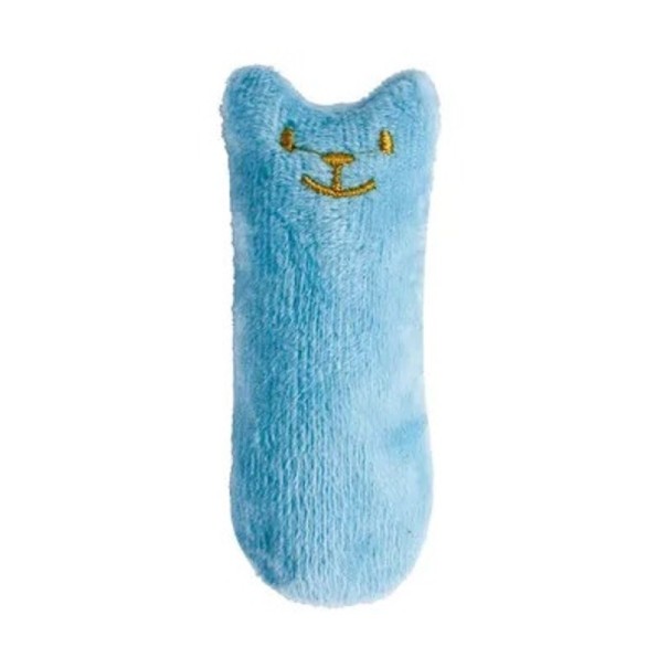 Kattenspeeltje voor het knarsen van tanden en klauwen Bijtspeeltje Interactief pluchen speeltje voor katten 9,5 x 4 cm blauw