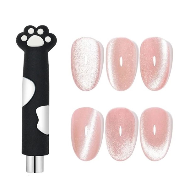 Kattepoteformet neglemagnet 6,2 x 1,6 x 0,8 cm katteøjeeffektmagnet til gel neglelak neglekunst manicure dekorationsværktøj sort