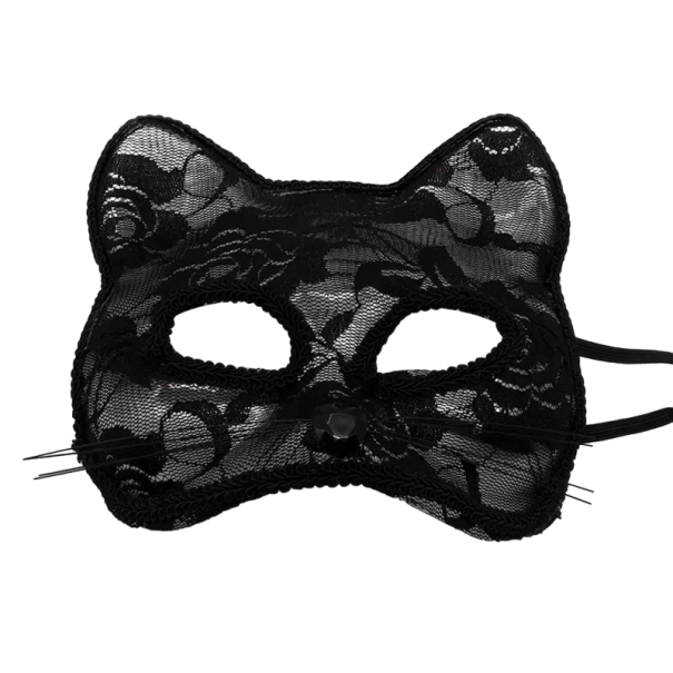 Katzen-Spitzenmaske schwarz 1