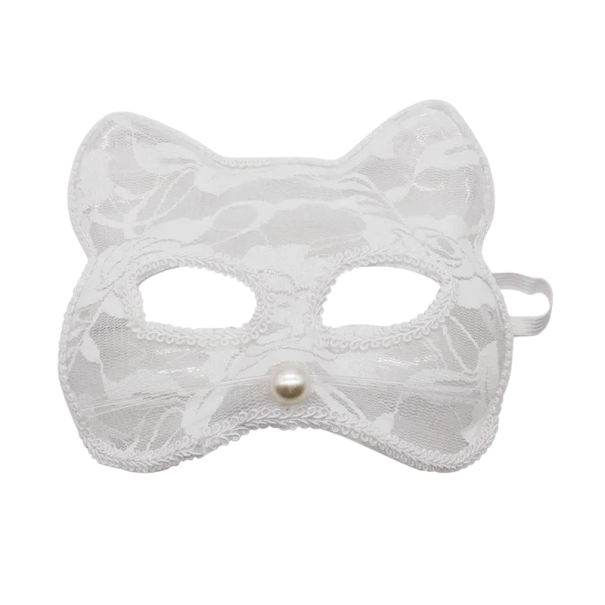 Katzen-Spitzenmaske weiß 1