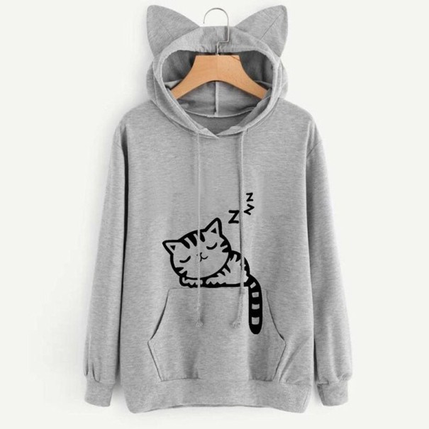 Katzen-Sweatshirt für Damen B22 grau M