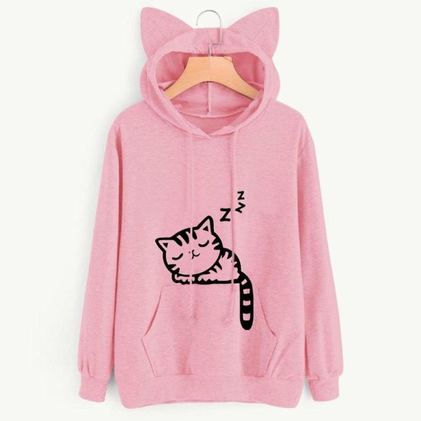 Katzen-Sweatshirt für Damen B22 rosa S