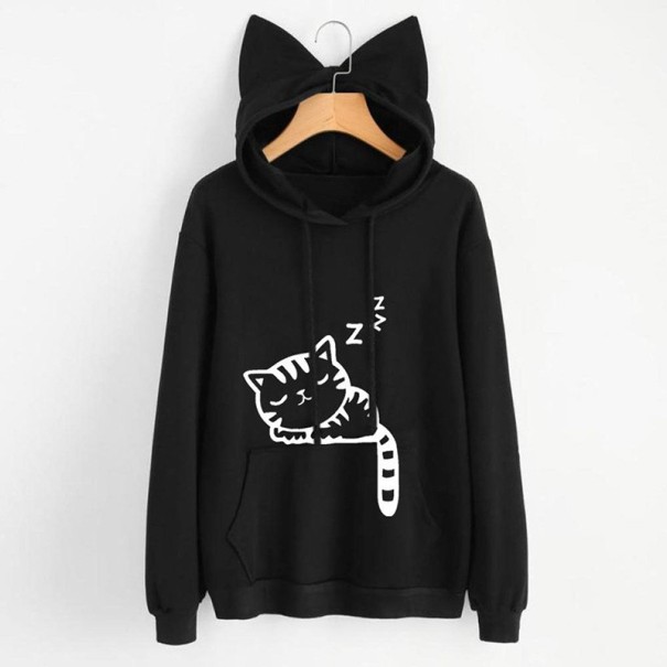 Katzen-Sweatshirt für Damen B22 schwarz S