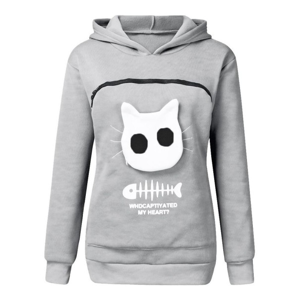 Katzen-Sweatshirt für Damen hellgrau XL