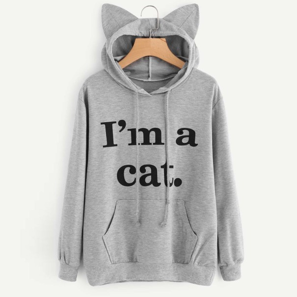 Katzen-Sweatshirt für Damen J2328 grau S