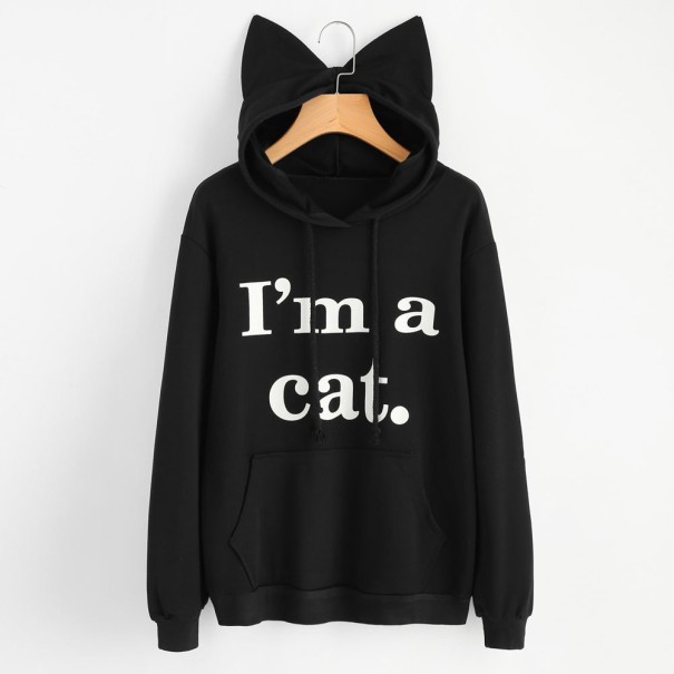 Katzen-Sweatshirt für Damen J2328 schwarz L