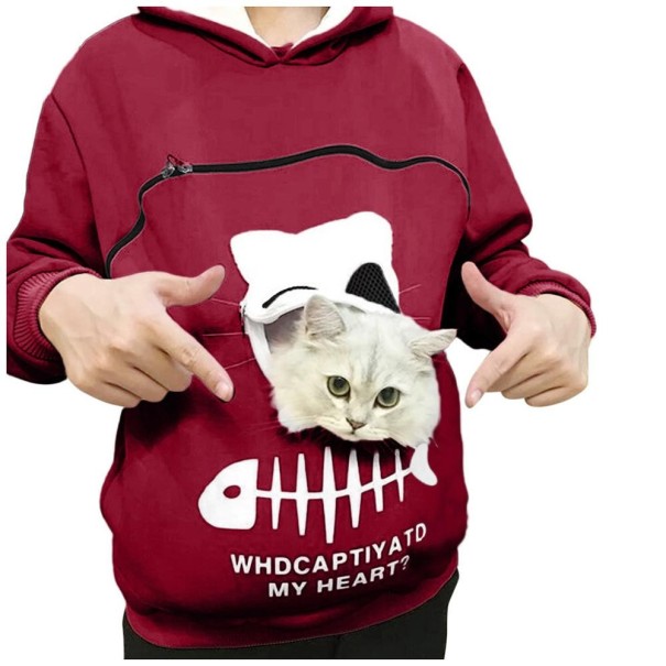 Katzen-Sweatshirt für Damen weinrot XXL