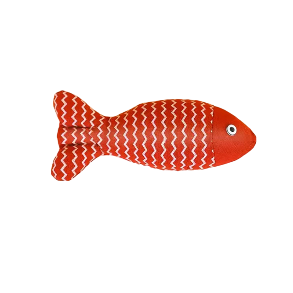 Katzenminze-Spielzeugfisch, 21 x 8,5 cm, Katzen-Kauspielzeug, Katzen-Plüschtier, Katzenzähneknirschen, Plüsch-Beißspielzeug rot