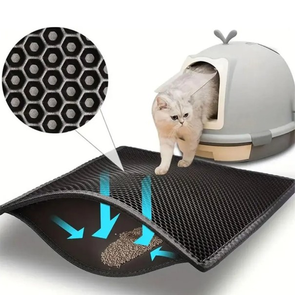 Katzentoilette M 40x50 cm Doppellagige Matte zum Auffangen von Streu Rutschfeste Hygienematte Wasserfest Pflegeleicht schwarz