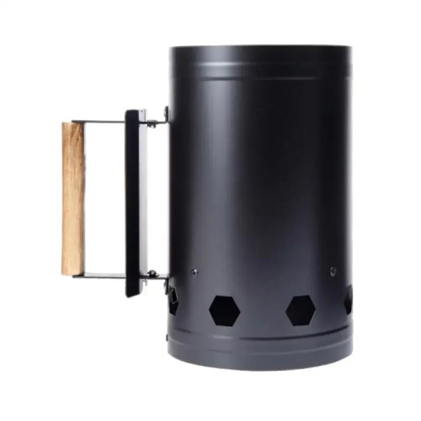 Kbelik na iskry 27,5x16,5 cm Zapalający cylinder na węgiel drzewny Grillowy zapalacz Stal nierdzewna z drewnianą rączką Piec na węgiel drzewny 1