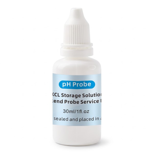 KCl oldat pH mérőelektródák tárolásához, pH szonda megőrzése, 30 ml, folyékony kálium-klorid, fehér üveg, minden pH mérőhöz 1