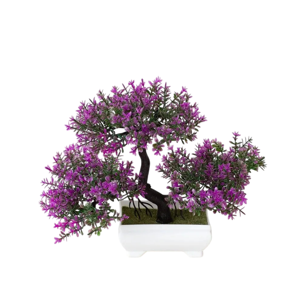 Keinotekoinen bonsai-puu 20x18 cm ruukussa tekokukka kodinsisustus pieni bonsai-puu kodinkoriste realistinen kasvi huoltovapaa tummavioletti