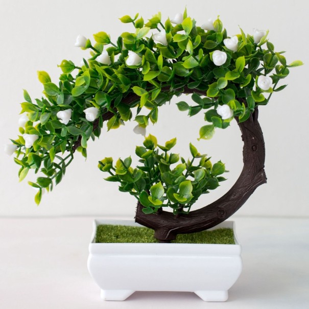 Keinotekoinen bonsai ruukussa valkoinen