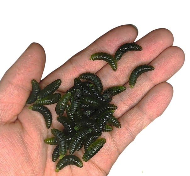 Keinotekoinen syötti 2 cm 100 kpl tummanvihreä
