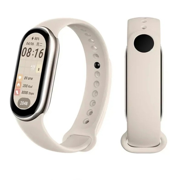 Kellon hihna 22 cm Xiaomi Mi Band 9:lle Smart Mi Band 9:lle Mi Band 8:lle Mi Band 8 NFC:lle Silikoninen urheilun varahihna Beige