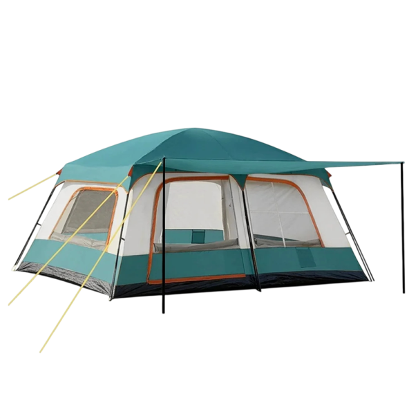 Kempingový stan pro 4-6 osob se dvěma ložnicemi 320 x 210 x 180 cm oxfordská tkanina s PU povlakem na kempování a rodinné výlety zelená