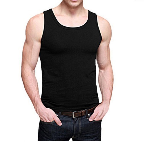 Kényelmes férfi ujjatlan póló - fekete XL