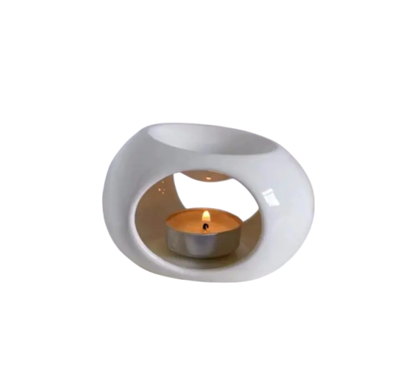 Keramická aromalampa Asymetrický design Dekorativní lampa na vonné oleje a vosky Relaxace Aromaterapie Interiér bílá