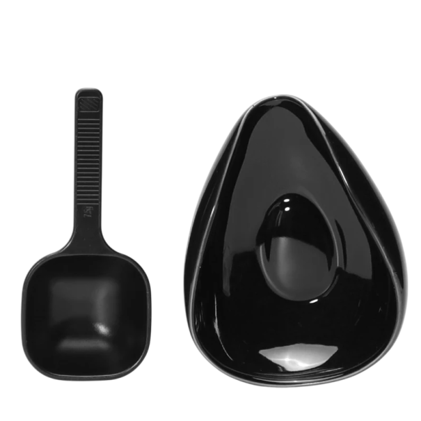 Keramická sada miska a lžička na kávová zrna Elegantní design Dekorativní doplněk do kuchyně Originální dárek pro milovníky kávy černá