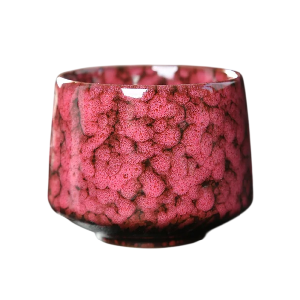 Keramický hrneček 200 ml kompaktní šálek na kávu a čaj 8,5 × 8,2 × 6,5 cm z keramiky pro každodenní použití doma i v kanceláři červená