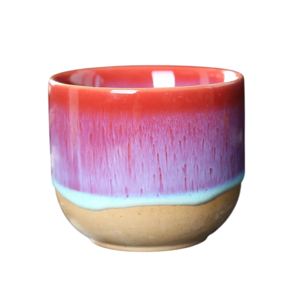 Keramický hrnek bez ouška 150 ml malý šálek na kávu a espresso pro domácí použití červená