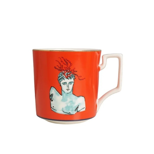 Keramický hrnek s dekorativním motivem 400 ml šálek na kávu červený s ouškem pro domácí použití i servírování nápojů 1