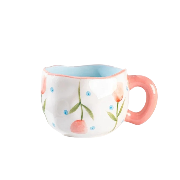 Keramický hrnek s květinovým vzorem 300 ml rozměry 9,5 × 7 cm dekorativní provedení pro kávu čaj i každodenní použití 1