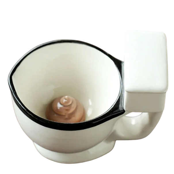 Keramický hrnek ve tvaru záchoda 300 ml keramika bílý s černým lemem originální hrnek na kávu čaj vtipný dárek 1