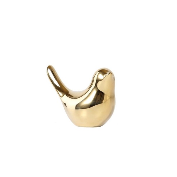 Keramische gouden vogel M