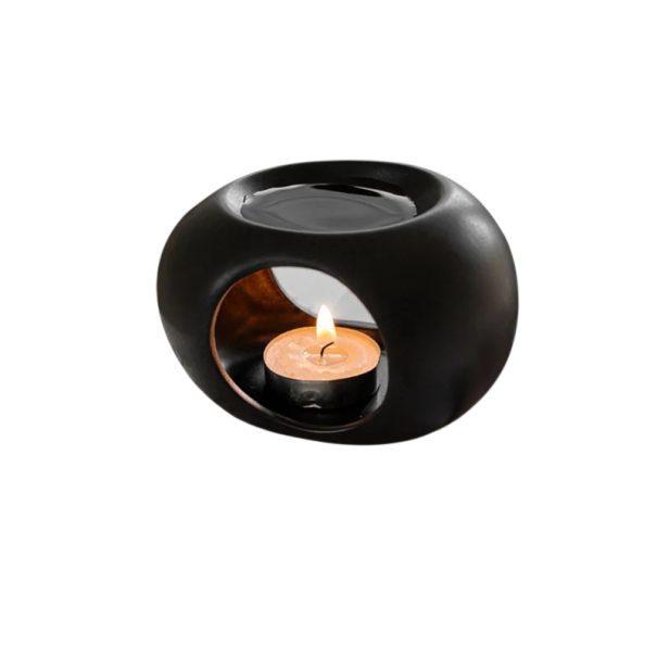 Keramisk aromalampa Asymmetrisk design Dekorativ lampa för doftoljor och vaxer Avkoppling Aromaterapi Interiör svart