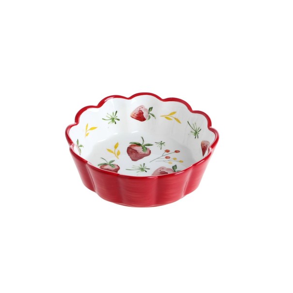 Keramisk blomsterskål rød