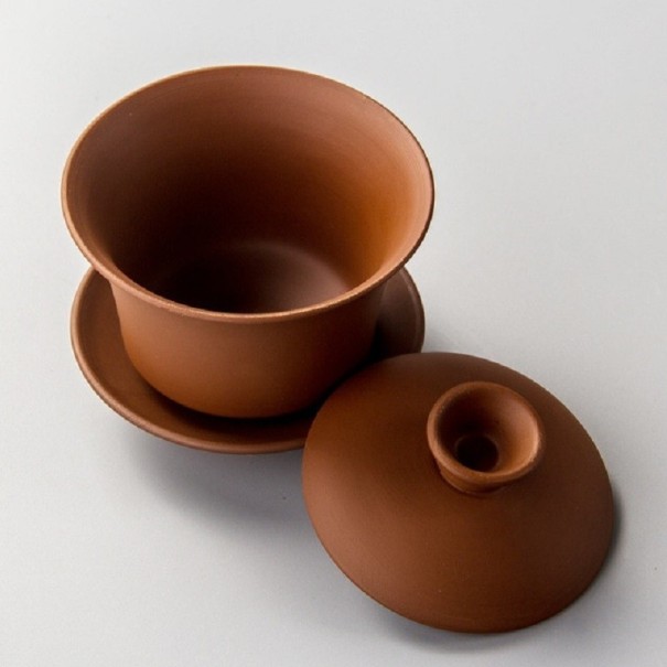 Keramisk gaiwan teskål C119 murstensrød 1