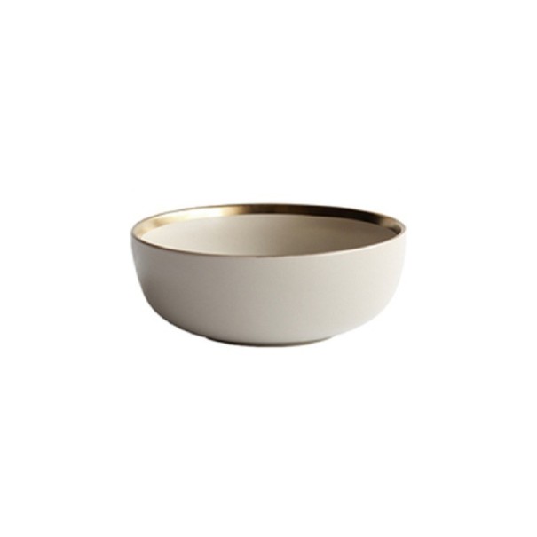 Keramisk skål med guldkant beige L