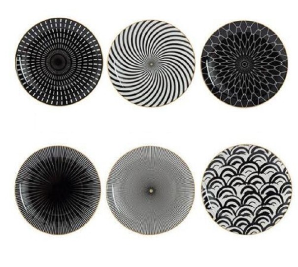 Keramisk tallrik med ornament 6 st. 20 cm