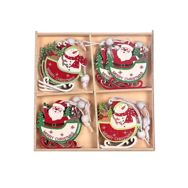 Kerst houten ornament 12 stuks 1
